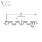 تصویر اصلی پروفیل آلومینیومی شیاردار 120×15 سامو ماشین