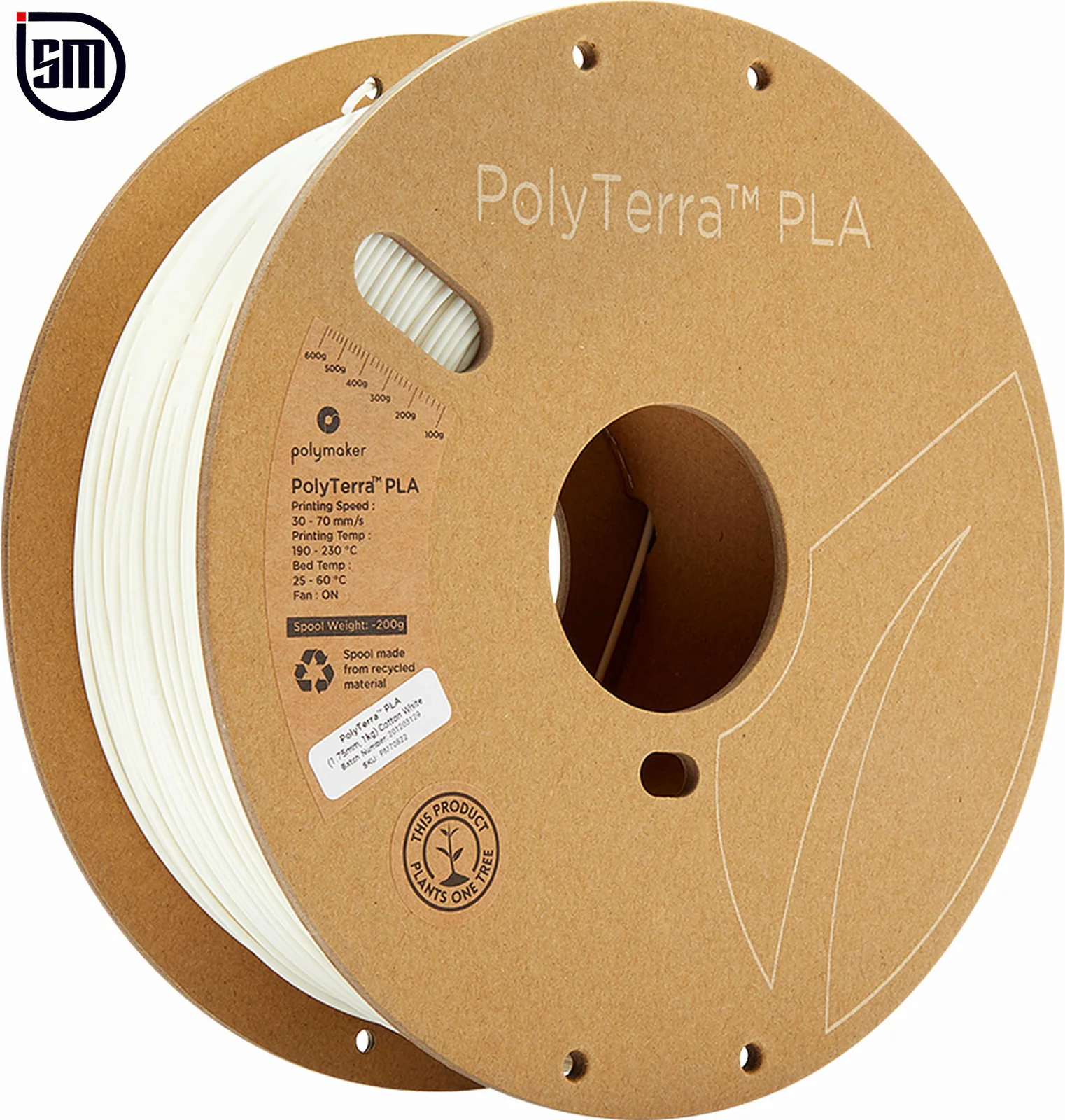 white-pom-filament-main-view-01 تصویر اصلی فیلامنت pom ( پلی استال ) رنگ سفید سامو ماشین