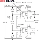 نمای 2 پروفیل آلومینیومی شیاردار 45×90 مشکی سبک T-Slot