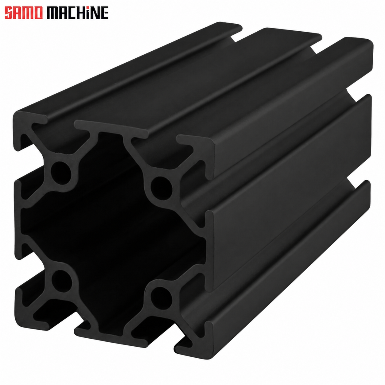 50x50-black-branded تصویر اصلی پروفیل آلومینیومی شیاردار 50×50 مشکی با لوگوی سامو ماشین