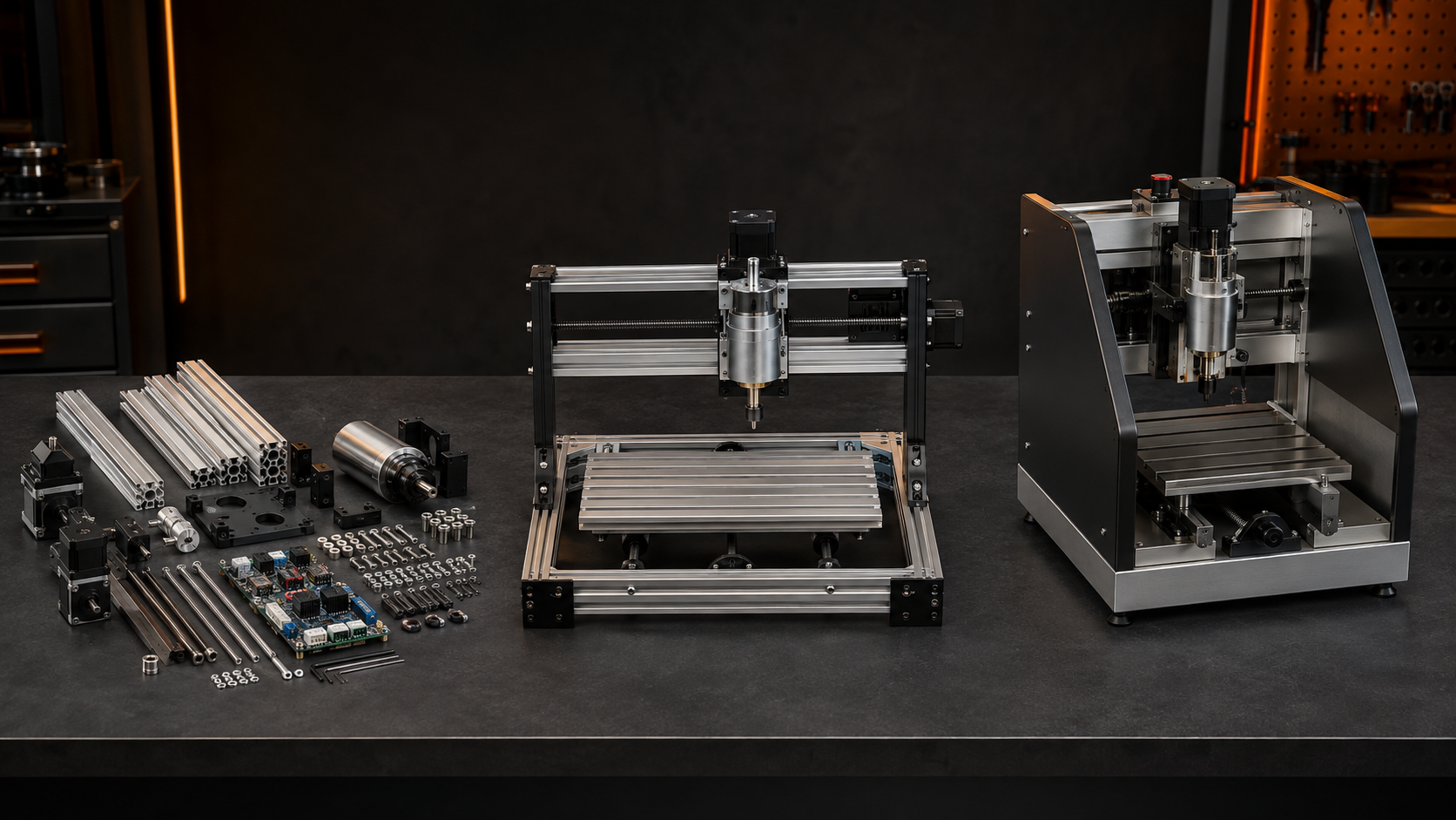 مقایسه کیت CNC، دستگاه 3018 و Mini CNC روی میز کار صنعتی