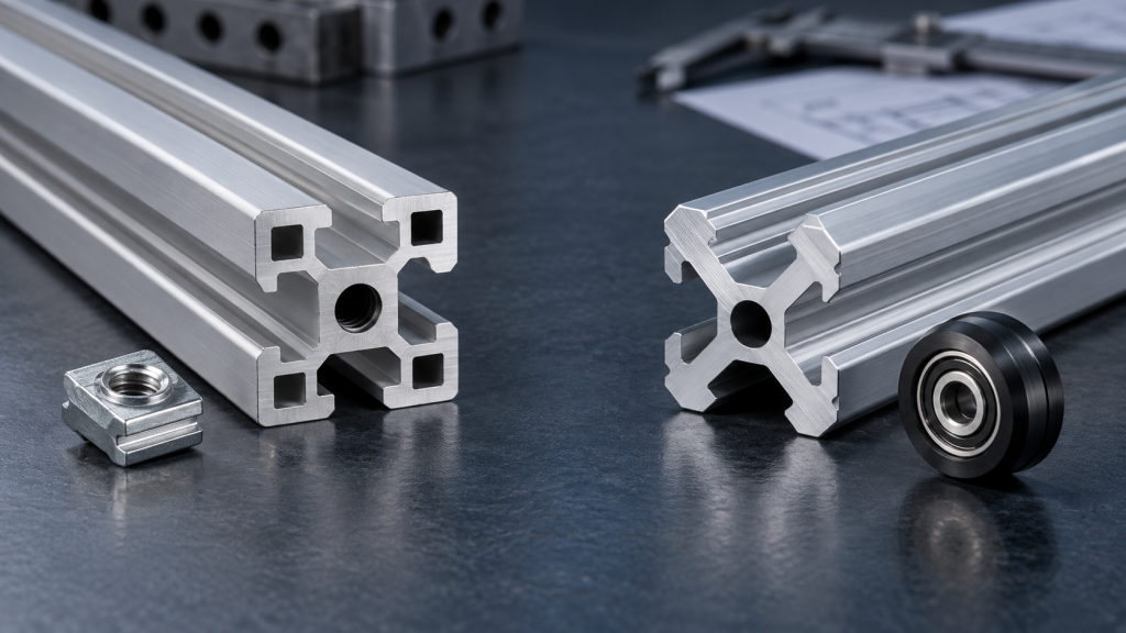 مقایسه مقطع پروفیل T-Slot و V-Slot برای CNC و پرینتر سه‌بعدی